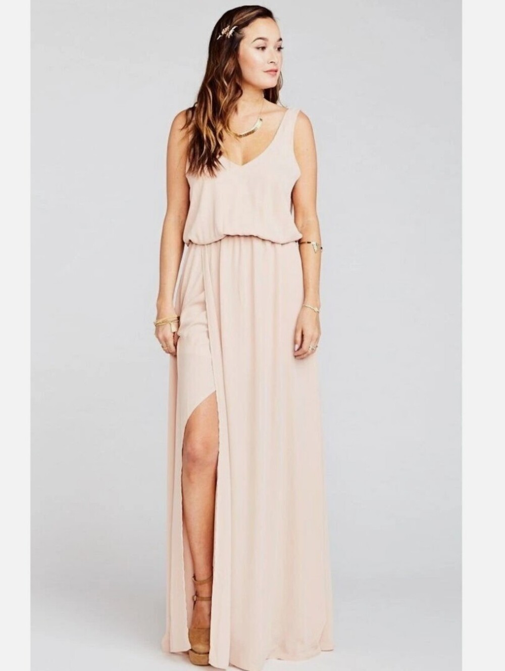 NWT Show Me Your Mumu Xlarge Pink Slit Long Dress Sleeveless Wedding Guest